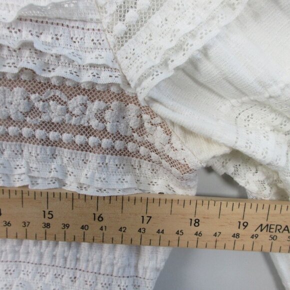 Cinq à Sept Antonia Lace Blouse Women White Cotton M Ruffle Sleeve Boho 296 - Picture 8 of 10